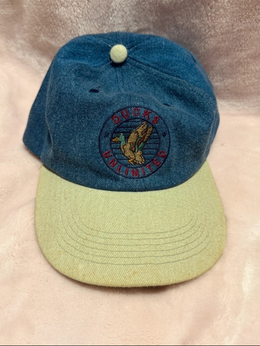 Vintage Ducks Unlimited Blue Denim & Tan Cap